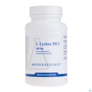 Packshot l-lysine Biotics Caps 100x500mg