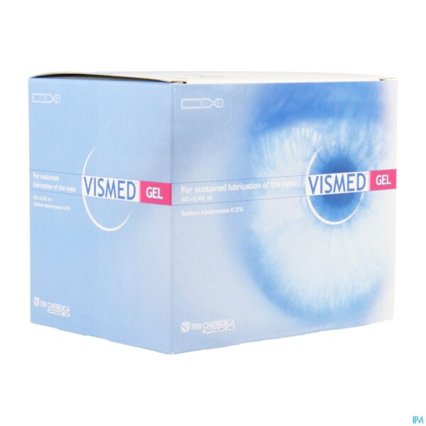 Packshot Vismed Gel Bevochtigen Ogen 0,3% Fl 60 X 0,45ml Packshot Vismed Gel Bevochtigen Ogen 0,3% Fl 60 X 0,45ml