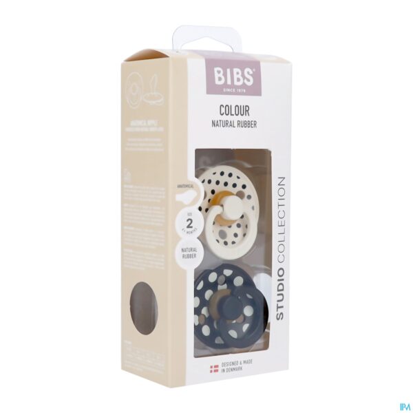 Packshot Bibs 2 Fopspeen Anatomic Studio Duo Polka Bl/ivory