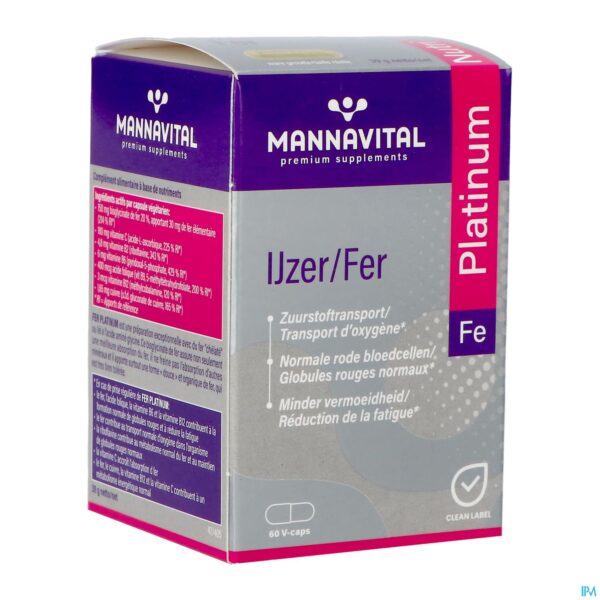 Packshot Mannavital Ijzer Platinum V-caps 60