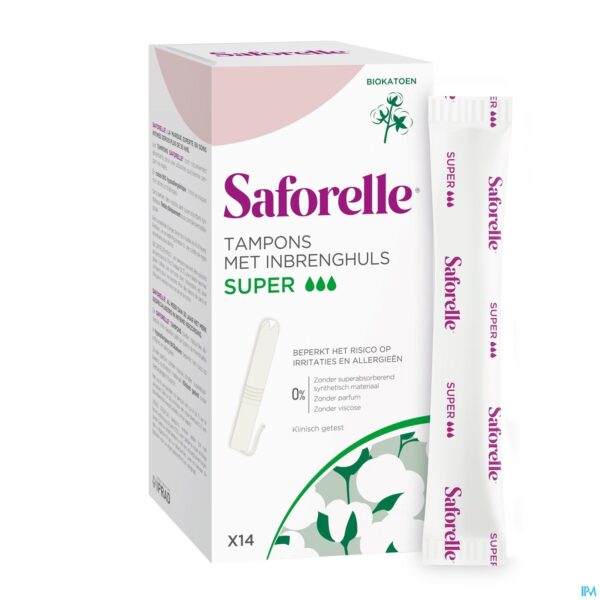 Productshot Saforelle Coton Protect Tampons Inbrengh. Super 14