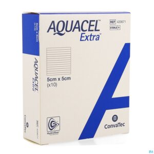 Packshot Aquacel Extra Verb Hydrofiber+versterk. 5x 5cm 10