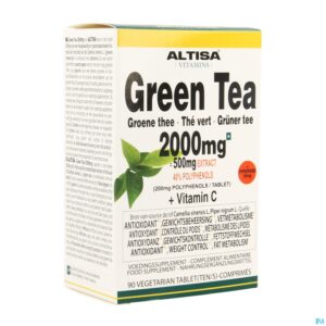 Packshot Altisa Groene Thee 2000mg (500mg Extract) Comp 90