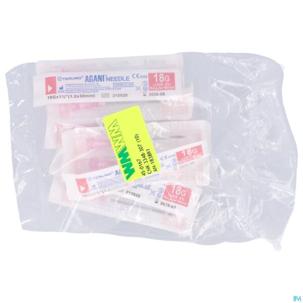 Packshot Terumo Naald Agani 18g 1 1/2 Rb Roze 10