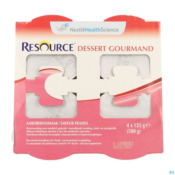 Packshot Resource Dessert Gourmand Aardbei 4x125g 12311130
