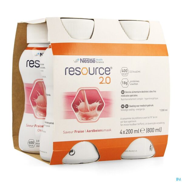 Packshot Resource 2.0 Aardbei 4x200ml 12100544