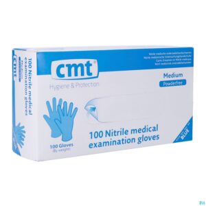 Packshot Cmt Handschoenen Nitril Blauw Z/poeder M 100