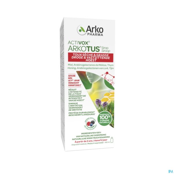 Packshot Arkotus Siroop Droog Diep Zittende Hoest 140ml