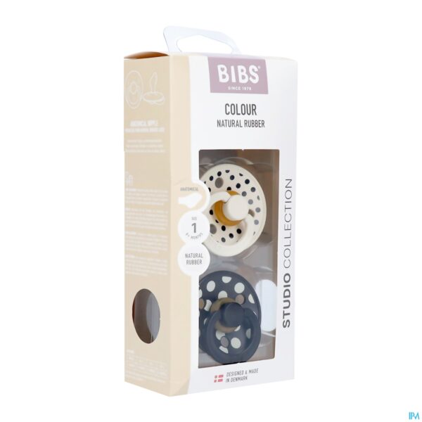 Packshot Bibs 1 Fopspeen Anatomic Studio Duo Polka Bl/ivory