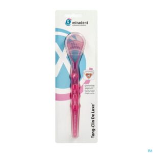 Packshot Miradent Tongschraper Deluxe Roze