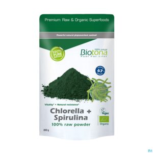 Packshot Biotona Chlorella + Spirulina Raw Powder 200g