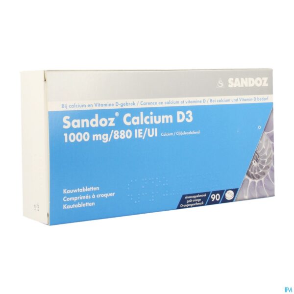 Packshot Sandoz Calcium D3 Kauwtabletten 90x1000 mg/880ie