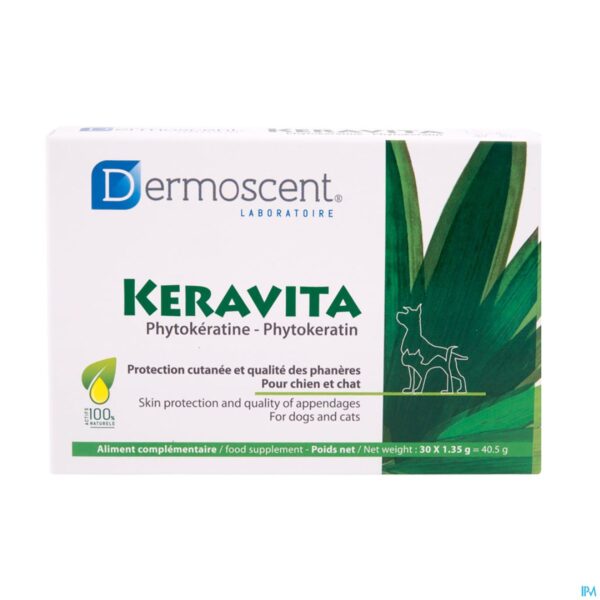 Packshot Dermoscent Keravita Hond&kat Comp 30
