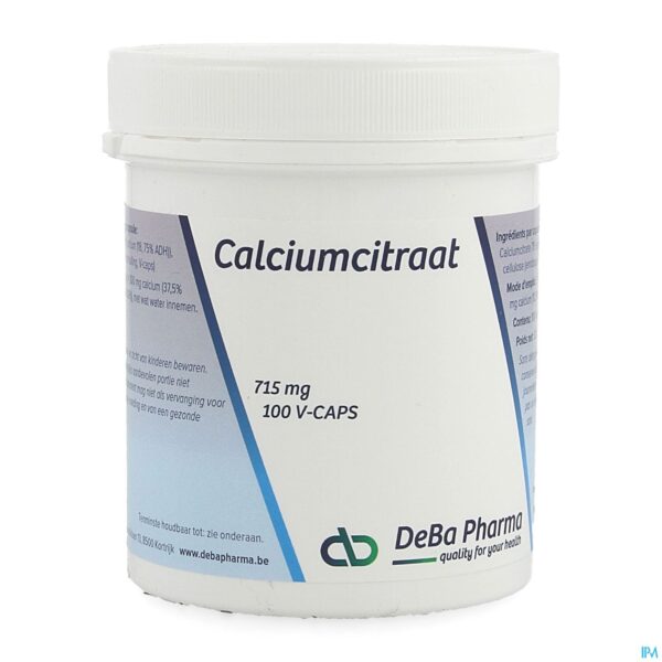 Packshot Calciumcitraat V-caps 100 Deba
