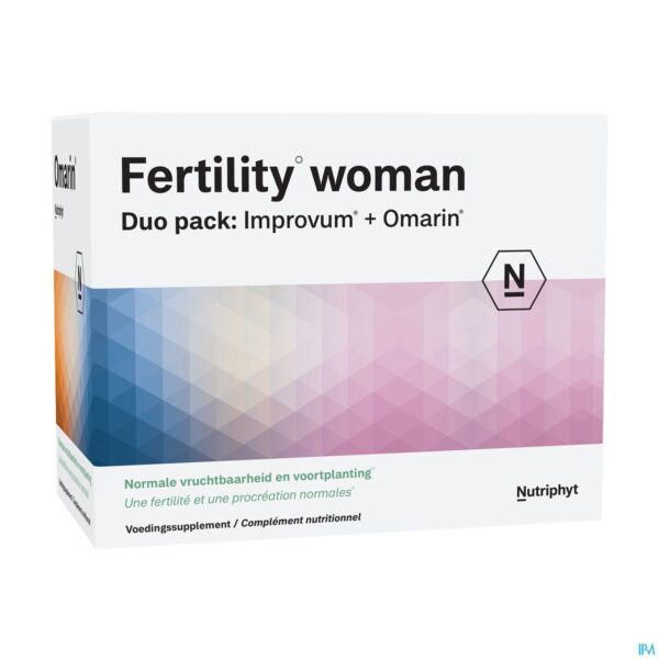 Packshot Fertility woman Duo 60 tab Improvum + 60 softgels Omarin