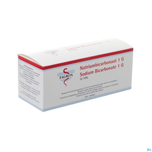 Packshot Natriumbicarbonaat 1g Ud Tabl 50 Fag