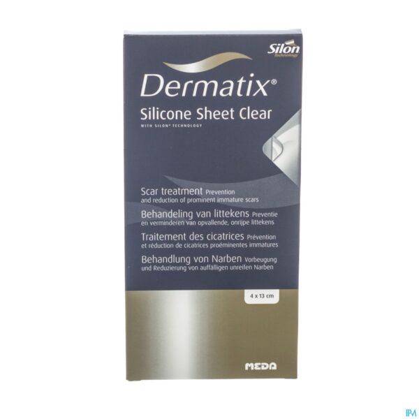Packshot Dermatix Silicone Sheet Clear Adh 4x13cm 1 Packshot Dermatix Silicone Sheet Clear Adh 4x13cm 1