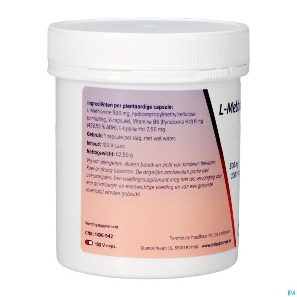 Packshot l-methionine +b6 Caps 100x500mg Deba