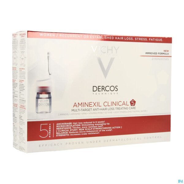 Packshot Vichy Dercos Aminexil Clinical 5 Women Amp 21x6ml