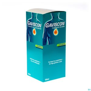 Packshot Gaviscon Menthe Munt Susp Buv 500ml
