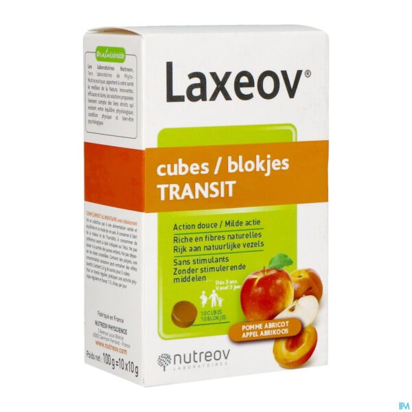 Packshot Laxeov Appel-abrikoos Blokjes 10x10g