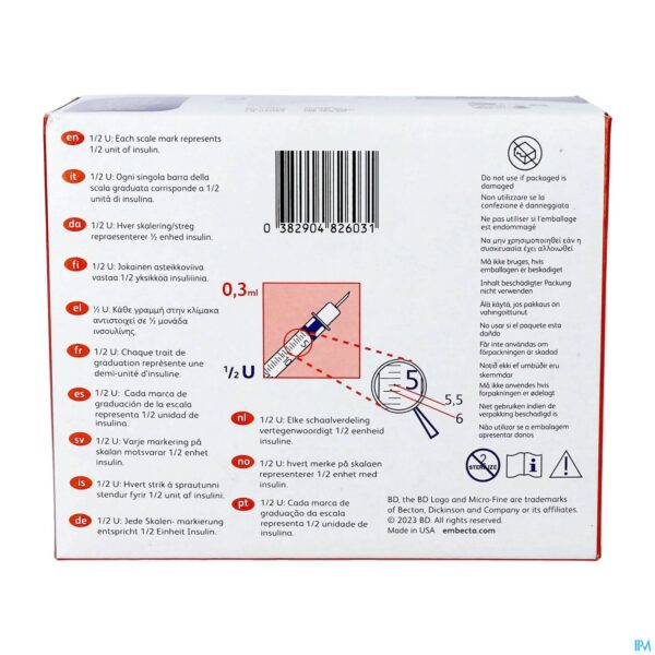 Packshot Bd Microfine+ Ins.sp.demi 0,3ml 30g 8mm 100 324826