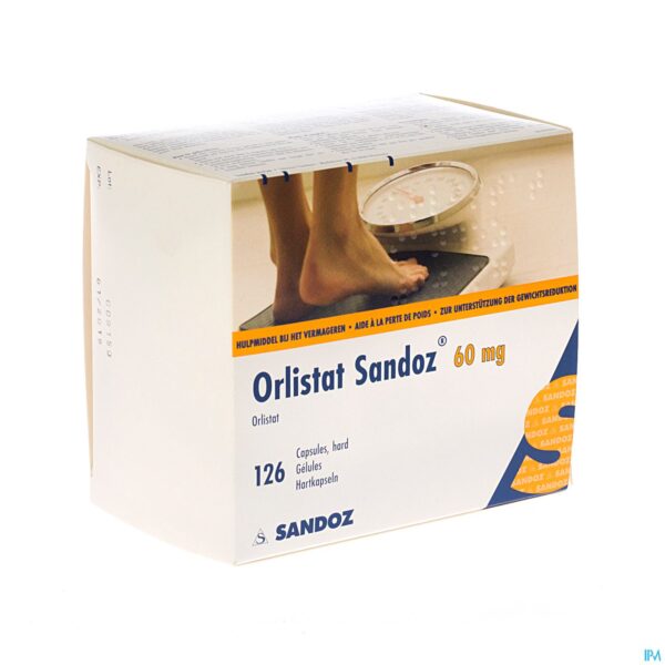 Packshot Orlistat Sandoz Harde Caps 126 X 60mg