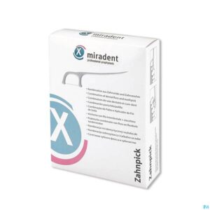 Packshot Miradent Tandenstoker met flos 100st – individueel verpakt