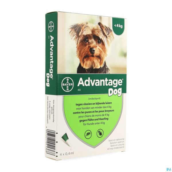Packshot Advantage 40 Honden <4kg 4x0,4ml Packshot Advantage 40 Honden