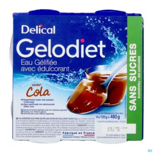 Packshot Gelodiet Gelwater Zoetstof Cola Pot 4x120g