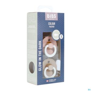 Packshot Bibs 2 Fopspeen Symmetric Glow Duo Blush/vanilla