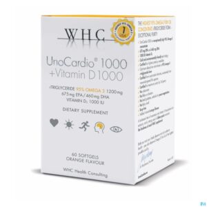 Packshot Unocardio 1000 + Vit D 1000 Softgels 60