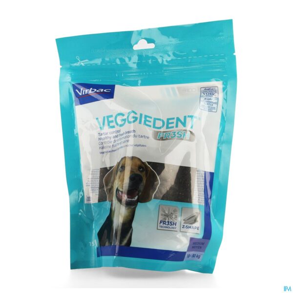 Packshot Veggiedent Hond 10-30kg Kauwreep 15