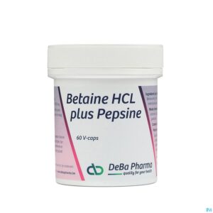 Packshot Betaine Hcl + Pesine V-caps 60 Deba