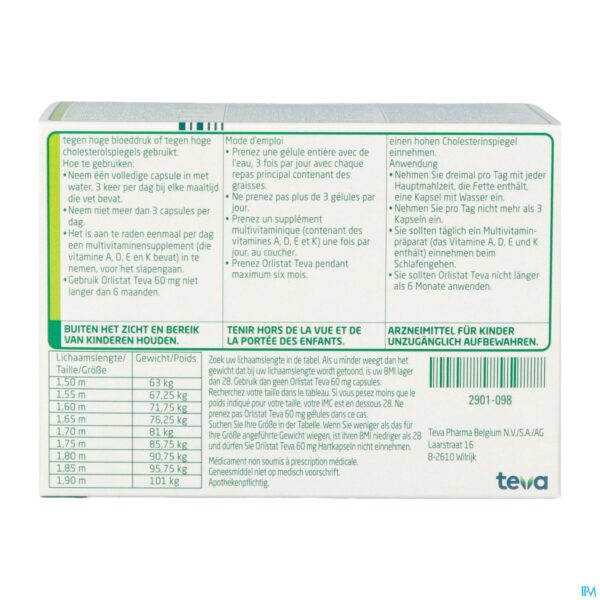 Packshot Orlistat Teva Harde Caps 120 X 60mg