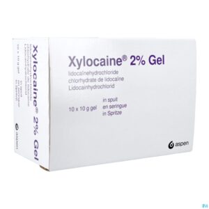 Packshot Xylocaine Gel Ser/spuit 10x10g 2%