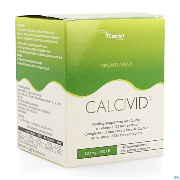 Packshot Calcivid 500mg/400ie Lemon Chew 168