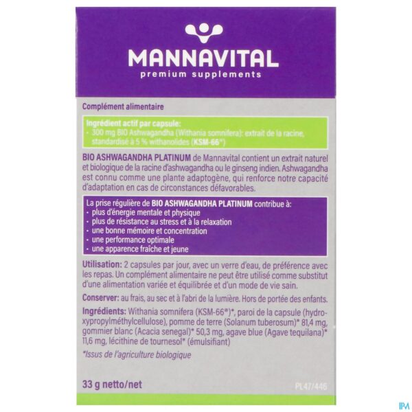 Packshot Mannavital Ashwagandha V-caps 60