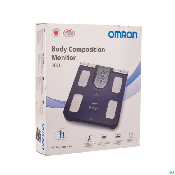 Packshot Omron Bf511b Blauw Lichaamscompositiemeter <150kg Packshot Omron Bf511b Blauw Lichaamscompositiemeter