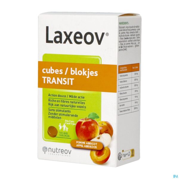 Packshot Laxeov Appel-abrikoos Blokjes 10x10g