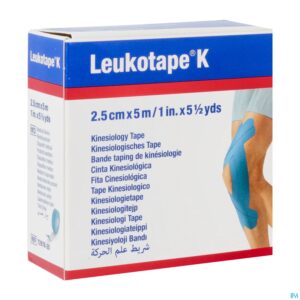 Packshot Leukotape K Kleefwindel Elast Blauw 2,5cmx5m 1