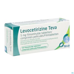 Packshot Levocetirizine Teva 5mg Filmomh Tabl 40 X 5mg
