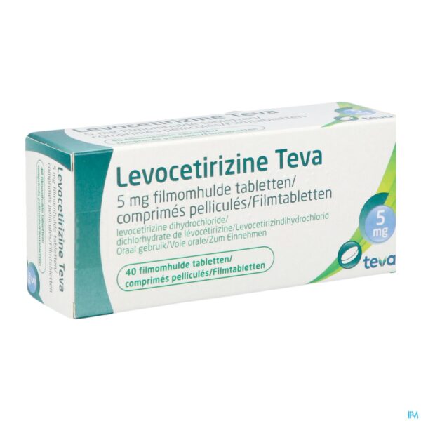 Packshot Levocetirizine Teva 5mg Filmomh Tabl 40 X 5mg
