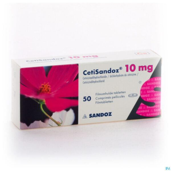 Packshot Cetirizine Sandoz Tabl 50 X 10mg