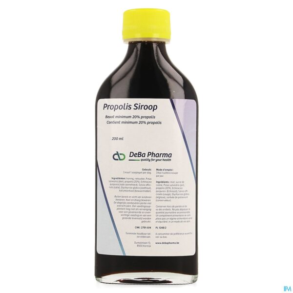 Packshot Propolis Siroop 20% 200ml Deba