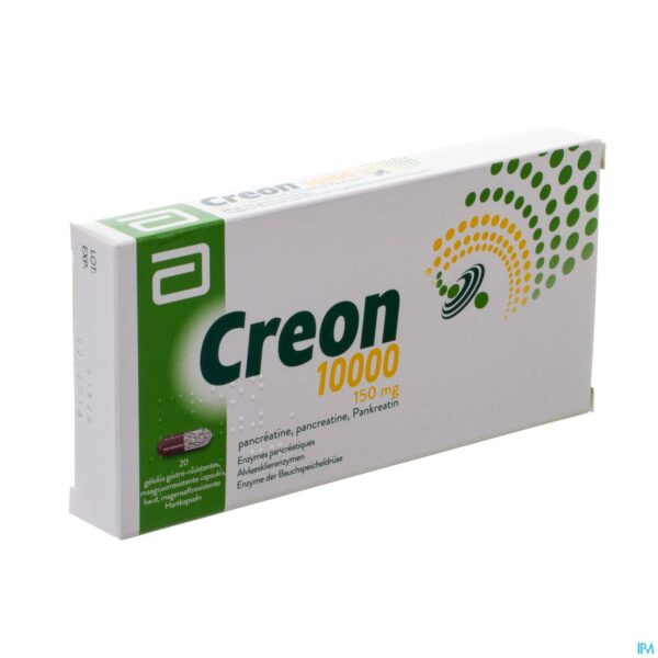Packshot Creon 10000 Caps Maagsapresist Hard 20 X 150mg