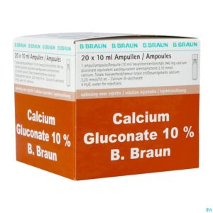 Packshot Calcium Gluconaat 10 % Amp 20x10ml