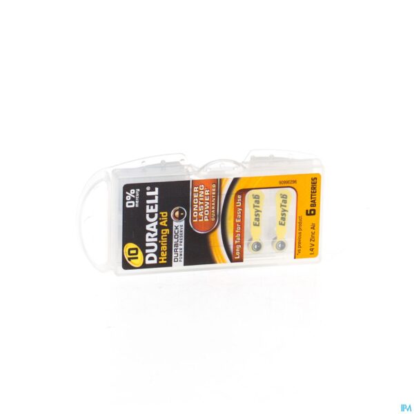 Packshot Duracell Easytab Hoorbatterij Da10 6 Geel