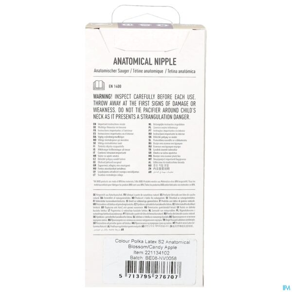 Packshot Bibs 2 Fopspeen Anatomic Studio Duo Polka Bl/apple