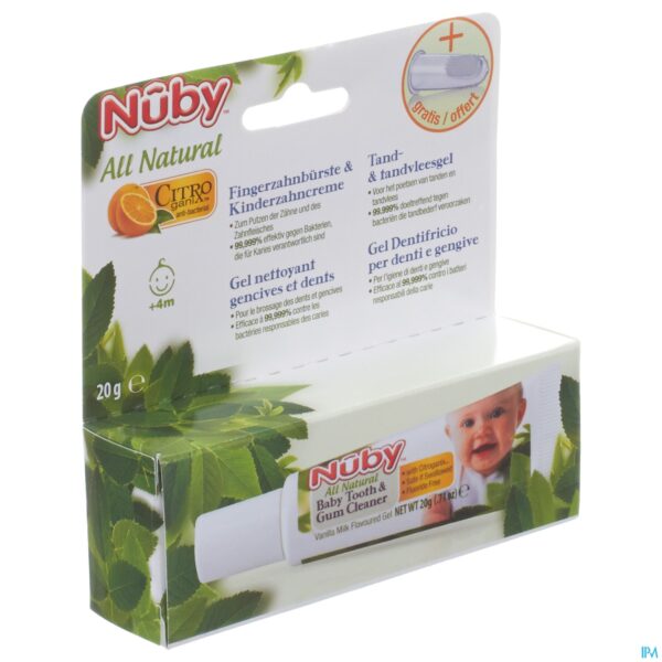 Packshot Nuby Citroganix Tand- en tandvleesgel + vingertandenborsteltje – 15g - 4m+
